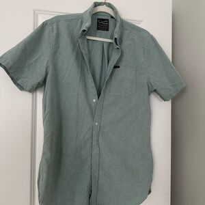 Superdry Men’s Oxford Green Medium Short Sleeve Button Down Shirt